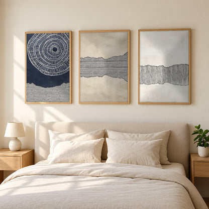 Set x3 Cuadros Abstractos, Azul, Pintura
