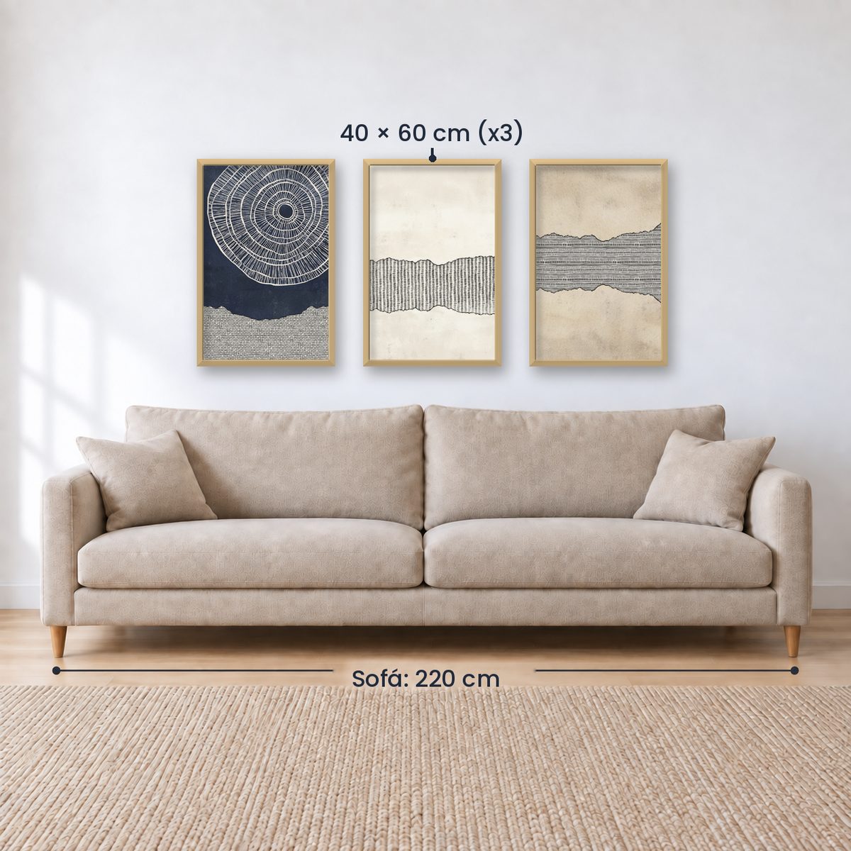 Set x3 Cuadros Abstractos, Azul, Pintura