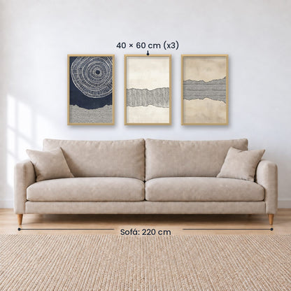 Set x3 Cuadros Abstractos, Azul, Pintura