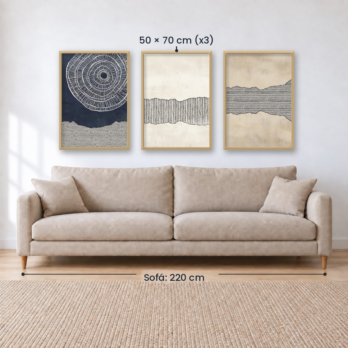 Set x3 Cuadros Abstractos, Azul, Pintura