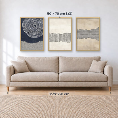 Set x3 Cuadros Abstractos, Azul, Pintura