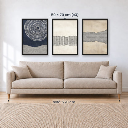 Set x3 Cuadros Abstractos, Azul, Pintura