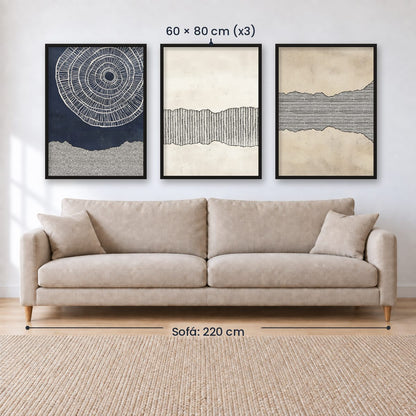 Set x3 Cuadros Abstractos, Azul, Pintura