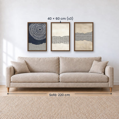 Set x3 Cuadros Abstractos, Azul, Pintura