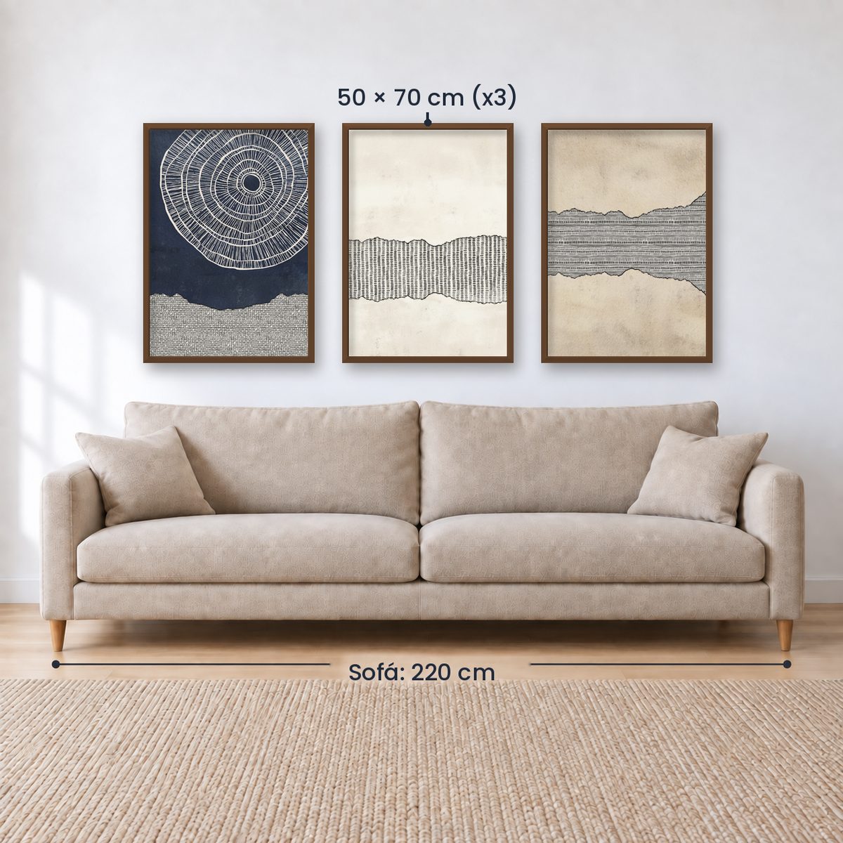 Set x3 Cuadros Abstractos, Azul, Pintura