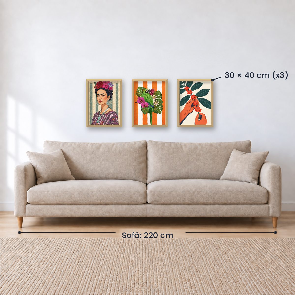 Set x3 Cuadros Abstractos, Modernos, Colección Colours in the Air XIV
