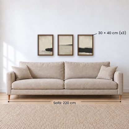 Set x3 Cuadros Abstractos, pintura, negro, beige