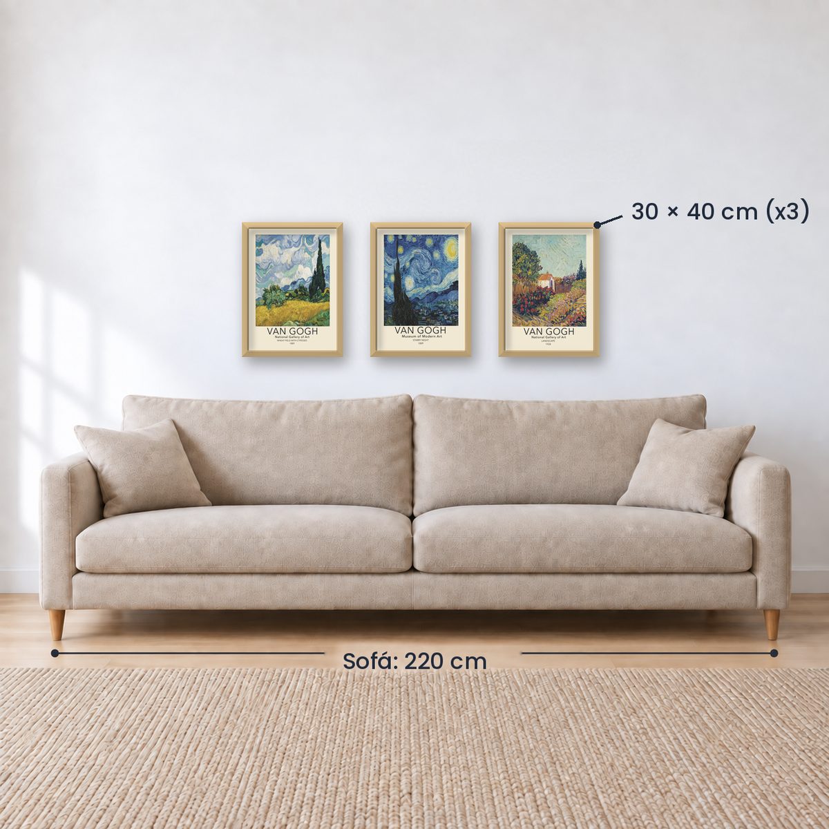 Set x3 Cuadros Abstractos, Van Gogh