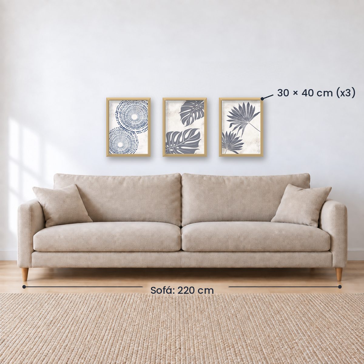 Set x3 Cuadros Decorativos Botánicos, Plantas, Botanic Vibes VI