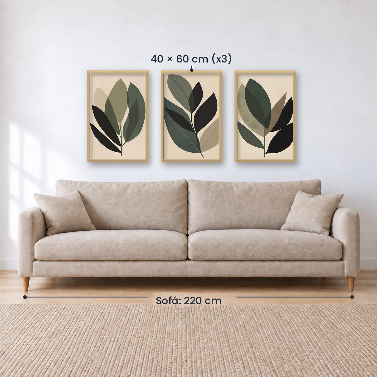 Set x3 Cuadros Decorativos Botánicos, Plantas, Botanic Vibes VII