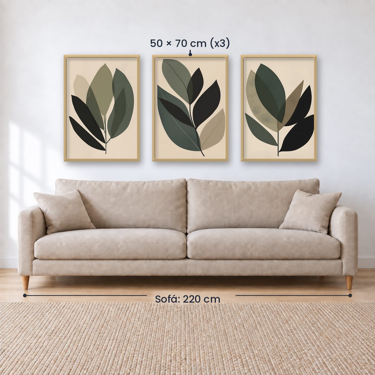 Set x3 Cuadros Decorativos Botánicos, Plantas, Botanic Vibes VII