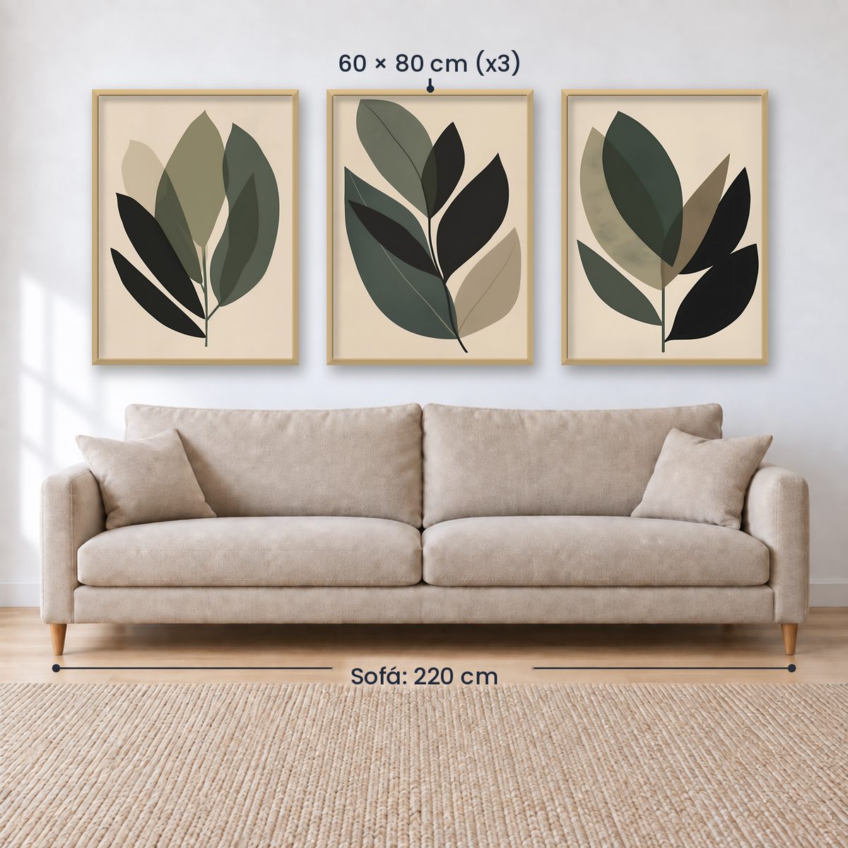 Set x3 Cuadros Decorativos Botánicos, Plantas, Botanic Vibes VII