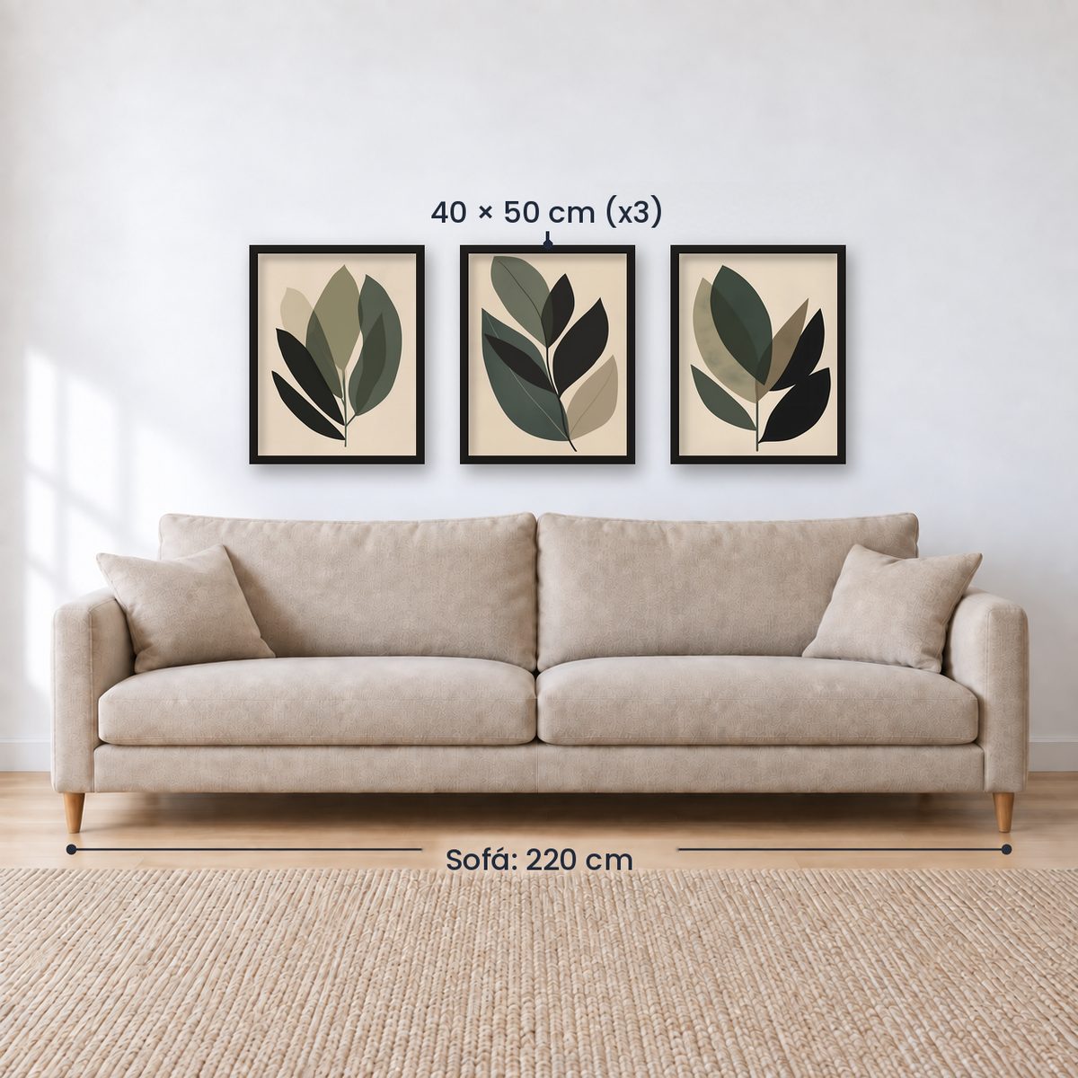 Set x3 Cuadros Decorativos Botánicos, Plantas, Botanic Vibes VII