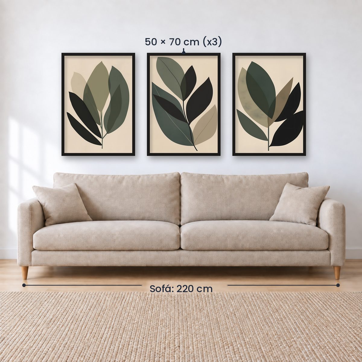 Set x3 Cuadros Decorativos Botánicos, Plantas, Botanic Vibes VII