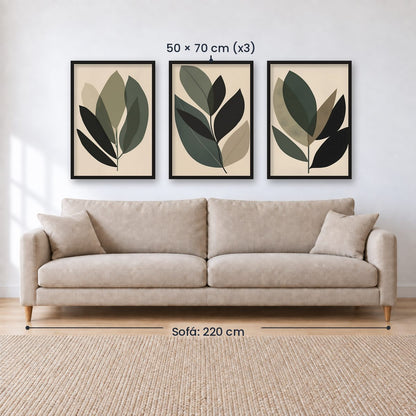 Set x3 Cuadros Decorativos Botánicos, Plantas, Botanic Vibes VII