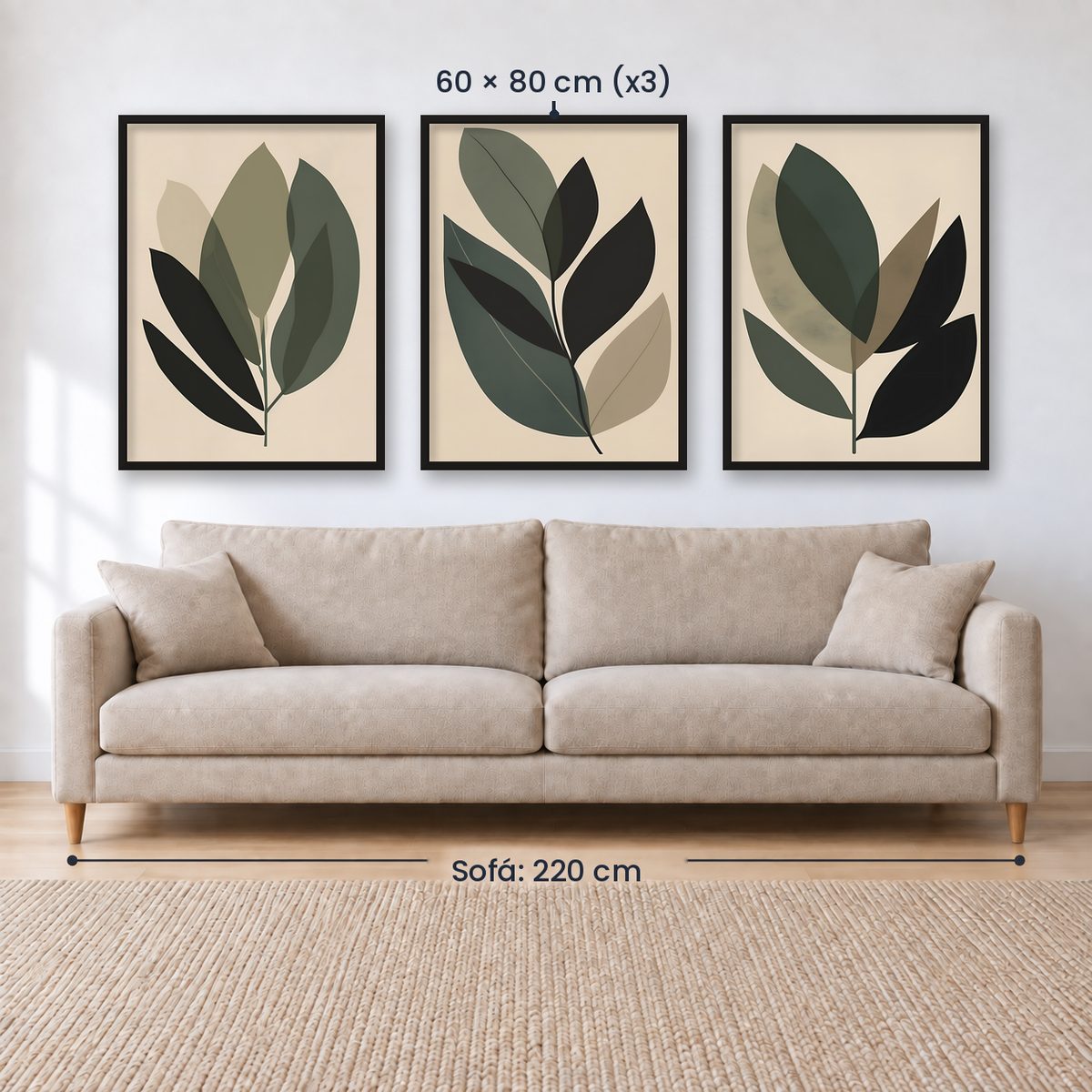Set x3 Cuadros Decorativos Botánicos, Plantas, Botanic Vibes VII