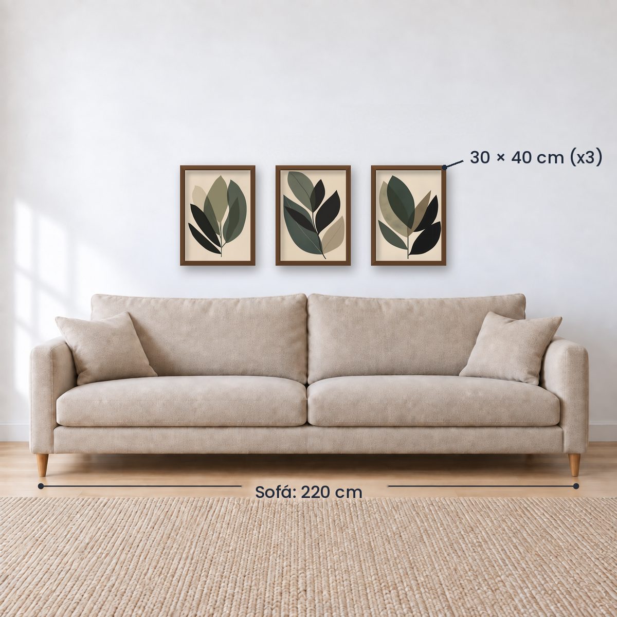 Set x3 Cuadros Decorativos Botánicos, Plantas, Botanic Vibes VII