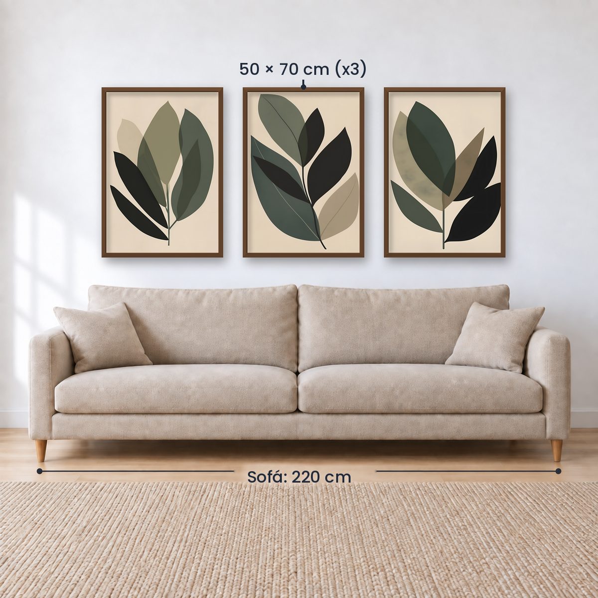 Set x3 Cuadros Decorativos Botánicos, Plantas, Botanic Vibes VII