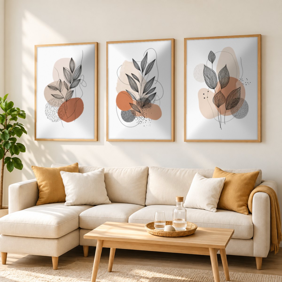 Set x3 Cuadros Decorativos Botánicos, Plantas, Botanic Vibes VIII