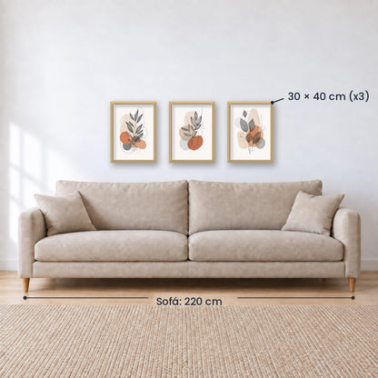 Set x3 Cuadros Decorativos Botánicos, Plantas, Botanic Vibes VIII
