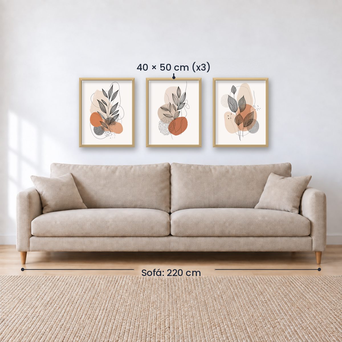 Set x3 Cuadros Decorativos Botánicos, Plantas, Botanic Vibes VIII