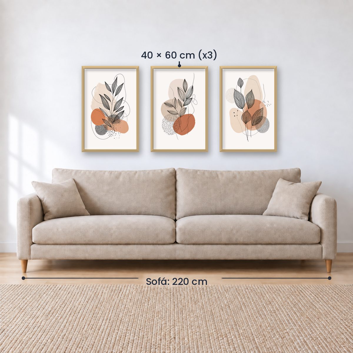 Set x3 Cuadros Decorativos Botánicos, Plantas, Botanic Vibes VIII