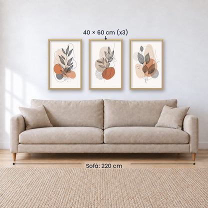 Set x3 Cuadros Decorativos Botánicos, Plantas, Botanic Vibes VIII