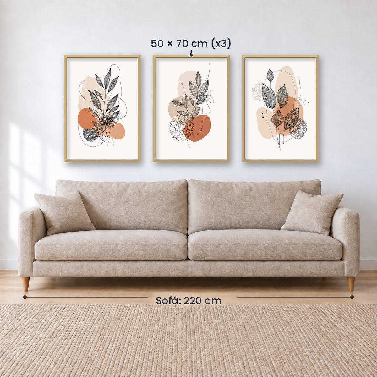 Set x3 Cuadros Decorativos Botánicos, Plantas, Botanic Vibes VIII