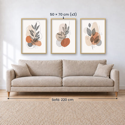 Set x3 Cuadros Decorativos Botánicos, Plantas, Botanic Vibes VIII