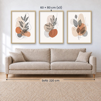Set x3 Cuadros Decorativos Botánicos, Plantas, Botanic Vibes VIII