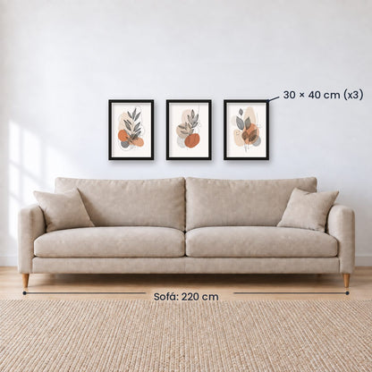 Set x3 Cuadros Decorativos Botánicos, Plantas, Botanic Vibes VIII