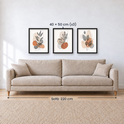 Set x3 Cuadros Decorativos Botánicos, Plantas, Botanic Vibes VIII