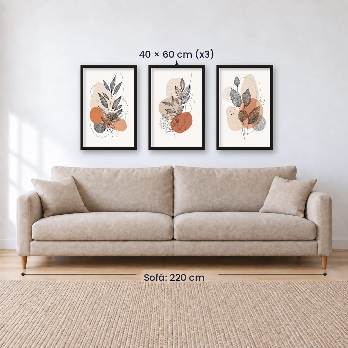 Set x3 Cuadros Decorativos Botánicos, Plantas, Botanic Vibes VIII