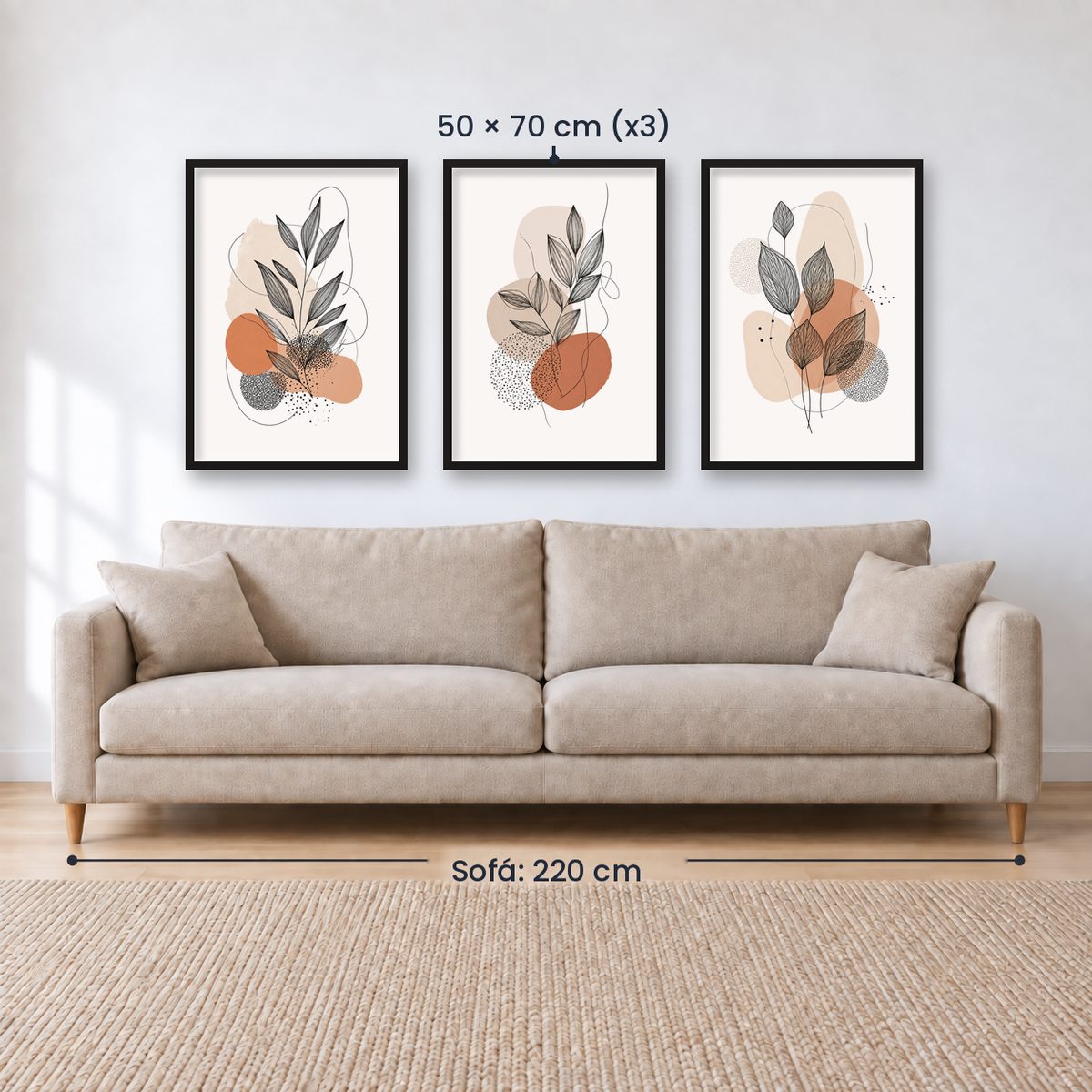 Set x3 Cuadros Decorativos Botánicos, Plantas, Botanic Vibes VIII