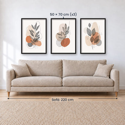 Set x3 Cuadros Decorativos Botánicos, Plantas, Botanic Vibes VIII