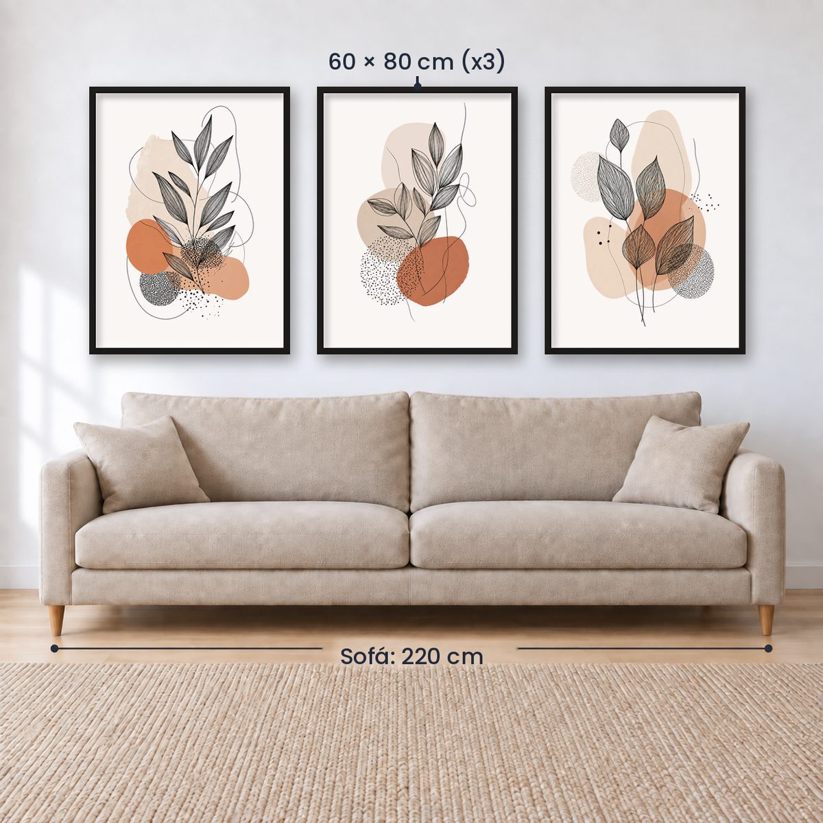 Set x3 Cuadros Decorativos Botánicos, Plantas, Botanic Vibes VIII