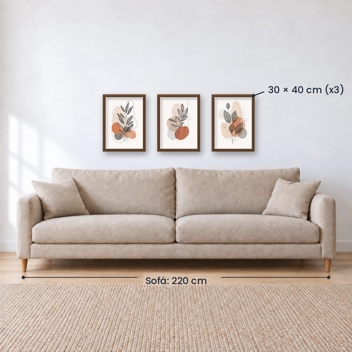 Set x3 Cuadros Decorativos Botánicos, Plantas, Botanic Vibes VIII