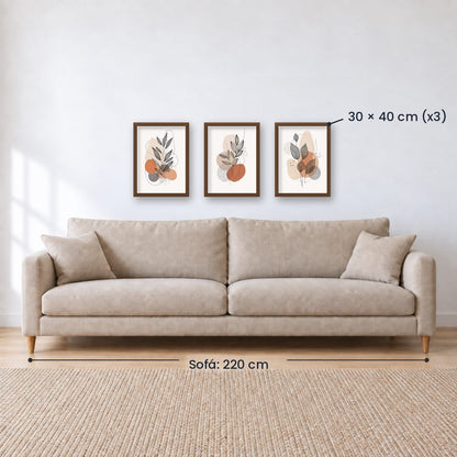 Set x3 Cuadros Decorativos Botánicos, Plantas, Botanic Vibes VIII