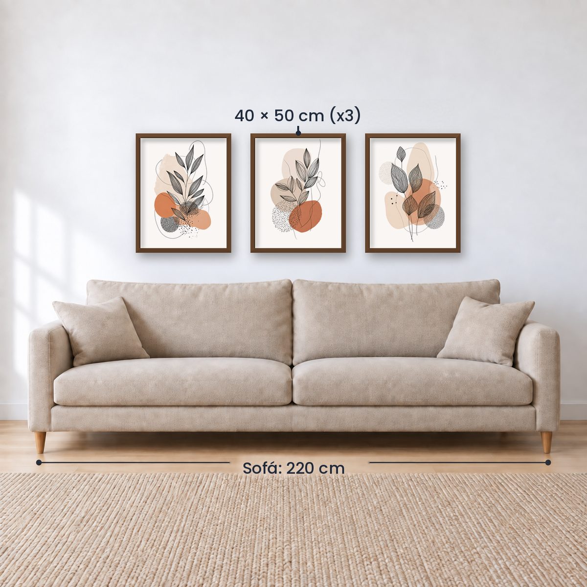 Set x3 Cuadros Decorativos Botánicos, Plantas, Botanic Vibes VIII