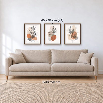 Set x3 Cuadros Decorativos Botánicos, Plantas, Botanic Vibes VIII