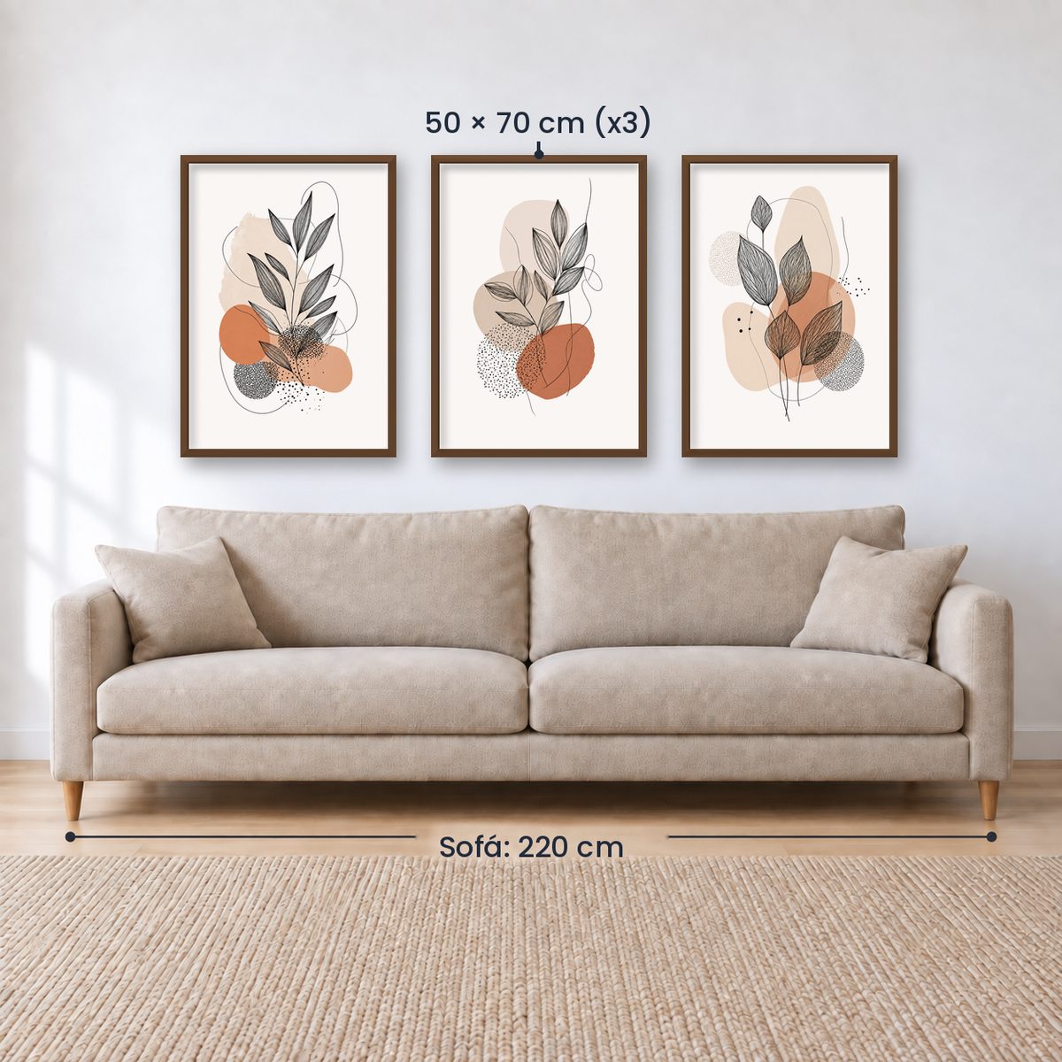 Set x3 Cuadros Decorativos Botánicos, Plantas, Botanic Vibes VIII