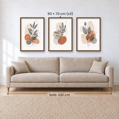 Set x3 Cuadros Decorativos Botánicos, Plantas, Botanic Vibes VIII