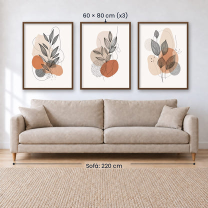 Set x3 Cuadros Decorativos Botánicos, Plantas, Botanic Vibes VIII