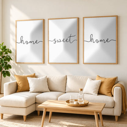 Set x3 Cuadros Decorativos, Frase "HOME SWEET HOME"