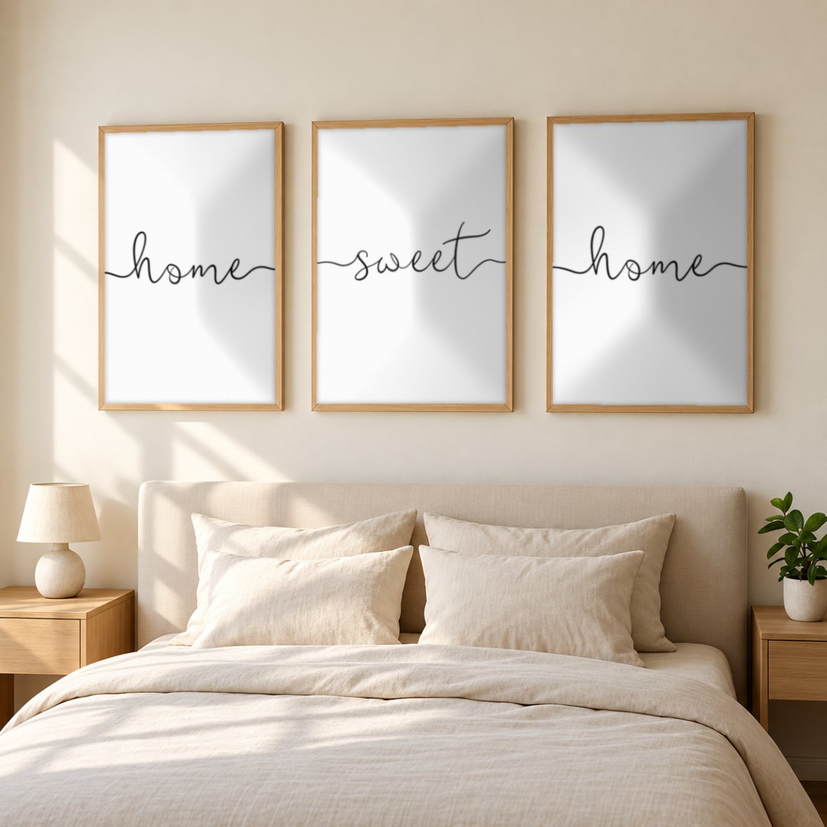 Set x3 Cuadros Decorativos, Frase "HOME SWEET HOME"