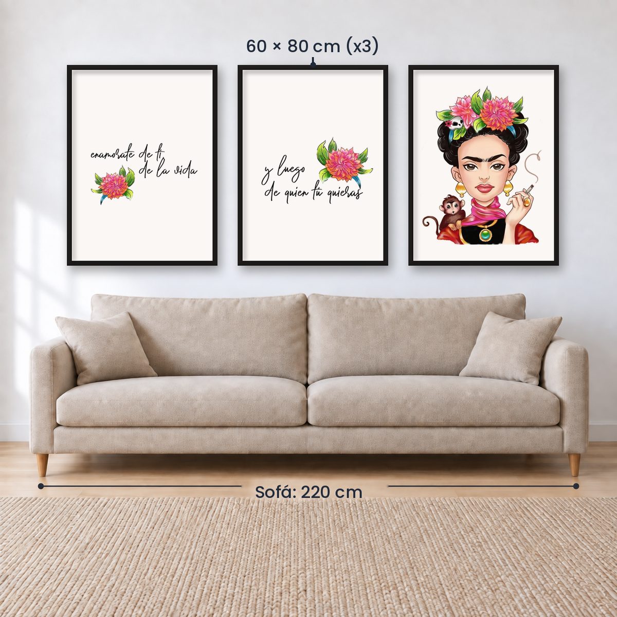 Set x3 Cuadros Decorativos, Frida