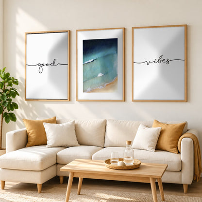 Set x3 Cuadros Decorativos Good Vibes, Playa