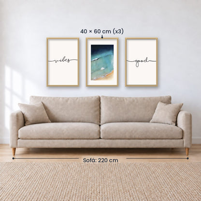 Set x3 Cuadros Decorativos Good Vibes, Playa