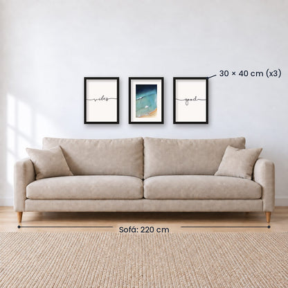 Set x3 Cuadros Decorativos Good Vibes, Playa
