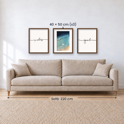 Set x3 Cuadros Decorativos Good Vibes, Playa